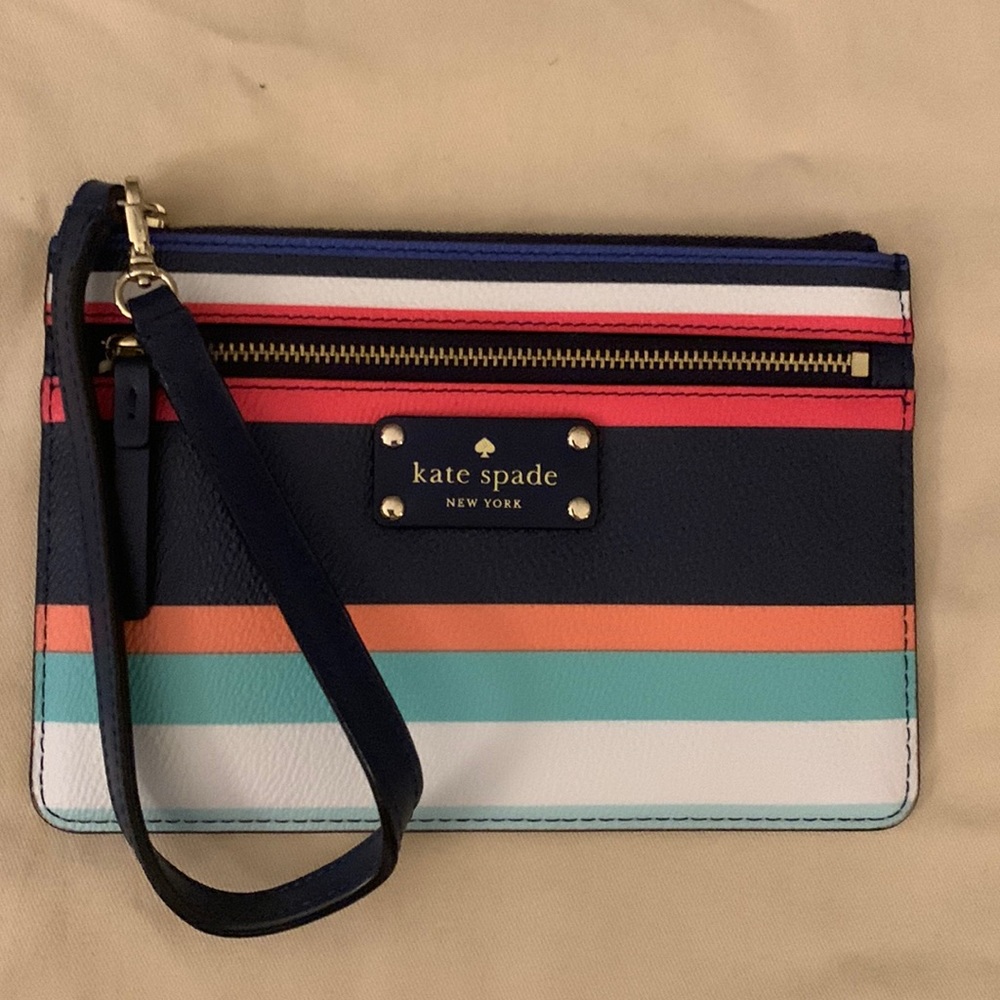 Colorful striped Kate spade wristlet